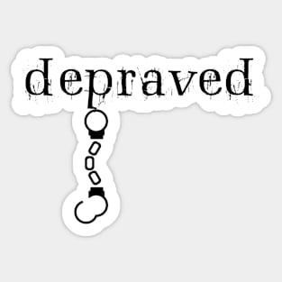 Depraved Handcuffs Hanging Light-Monotone Sticker